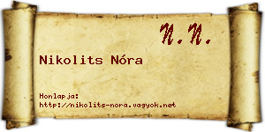 Nikolits Nóra névjegykártya